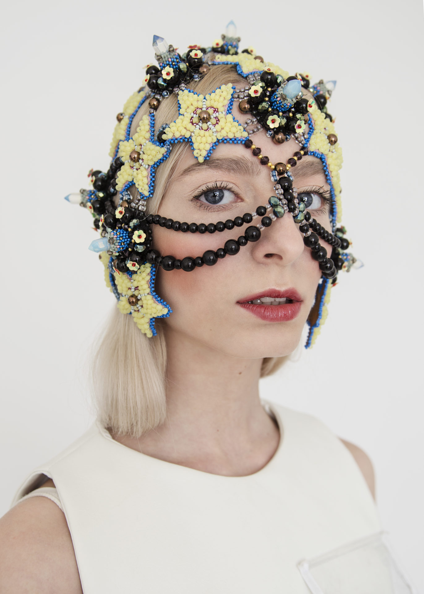 Headpiece mask-festival headwear-beaded headdress_rasaviljewelry